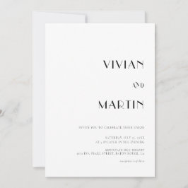 Invitación Texto negrita Boda blanco y negro todo en uno QR