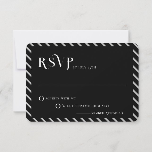 Invitación Texto negrita Línea blanca y negra de boda moderna (Anverso)