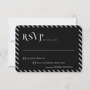 Invitación Texto negrita Línea blanca y negra de boda moderna