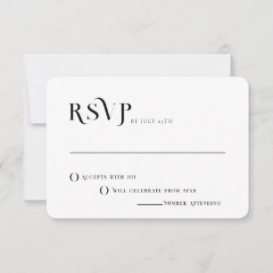 Invitación Texto negrita Moda blanca y negra Boda moderna RSV