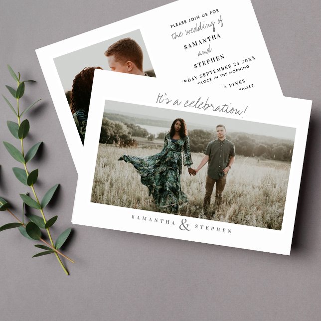 Invitación Texto personalizado a mano Script 2-Foto Boda (Subido por el creador)