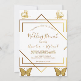 Invitación Texto personalizado Bodas de Mariposa Dorada Brunc