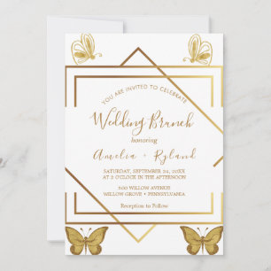 Invitación Texto personalizado Bodas de Mariposa Dorada Brunc