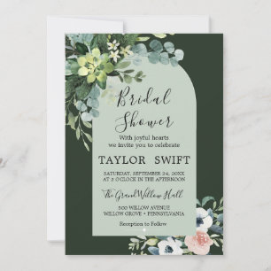 Invitación Texto personalizado de acuarela floral para ducha