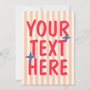 Invitación Texto personalizado tipográfico a rayas retro de m