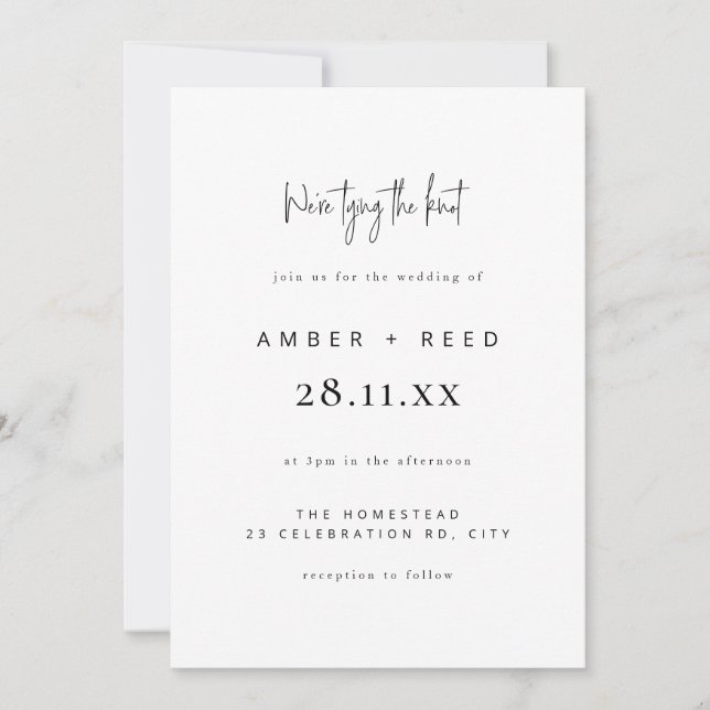 Invitación Texto plano del Boda Knot (Anverso)