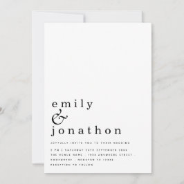 Invitación Texto simple contemporáneo Boda blanco negro