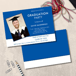 Invitación Texto simple Foto Blue White Graduación 2025