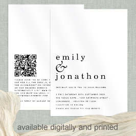 Invitación Texto simple minimalista Código QR Cualquier Boda 