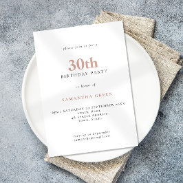 Invitación Texto simple moderno Rubor Rosa 30 cumpleaños