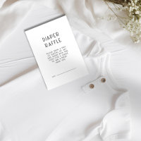 Texto simple pañal blanco negro Raffle Baby Shower