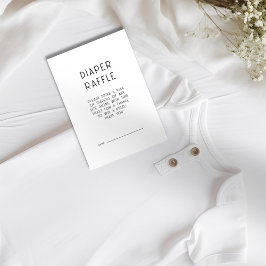 Invitación Texto simple pañal blanco negro Raffle Baby Shower
