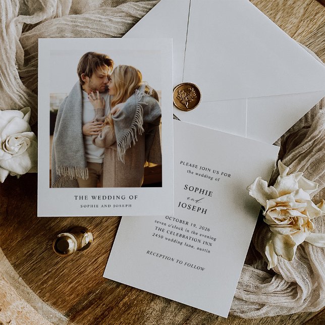 Invitación Texto simple y elegante y foto | BODA (Subido por el creador)