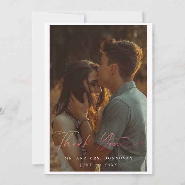 Invitación Texto simple y elegante y foto | Boda Gracias (Anverso)