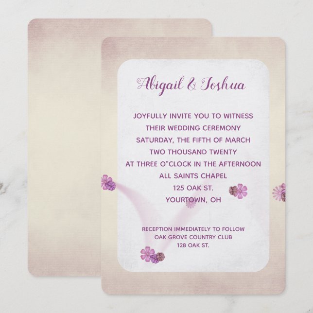 Invitación textura abstracta de rubor para boda (Anverso / Reverso)