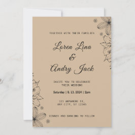 Invitación Textura de color beige marrón clásico y eterno