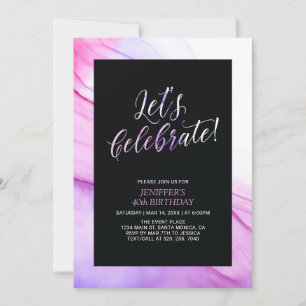 Invitación Textura de fluido rosa y púrpura Cumpleaños 40 de 