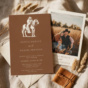 Invitación Textura de foto de bodas de campo de caballos rúst