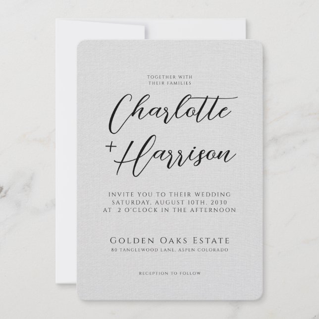 Invitación Textura de línea Grabado en relieve del Boda fotog (Anverso)