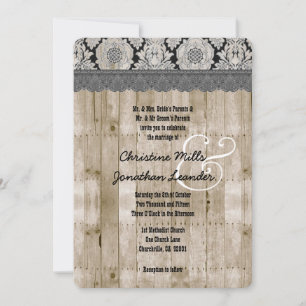 Invitación Textura de madera de estilo rústico y matrimonio D