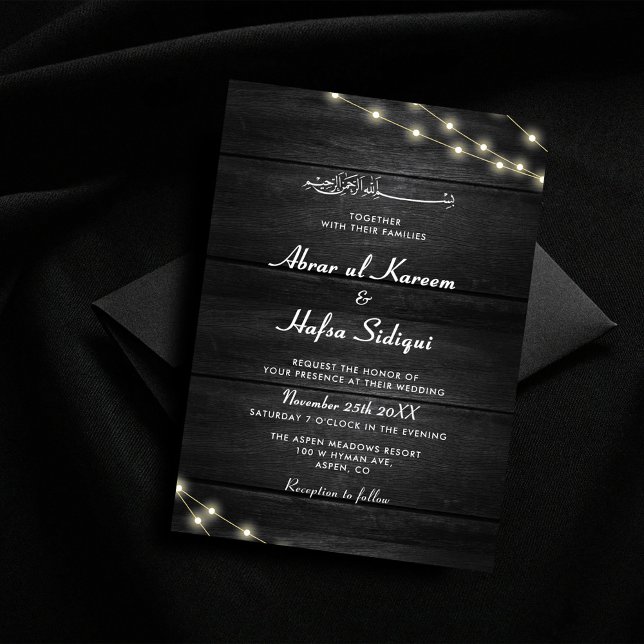 Invitación Textura de madera Monograma de Boda musulmán blanc (Subido por el creador)