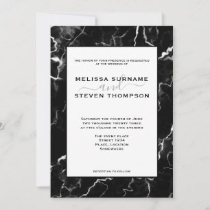 Invitación Textura de mármol negro falso para boda
