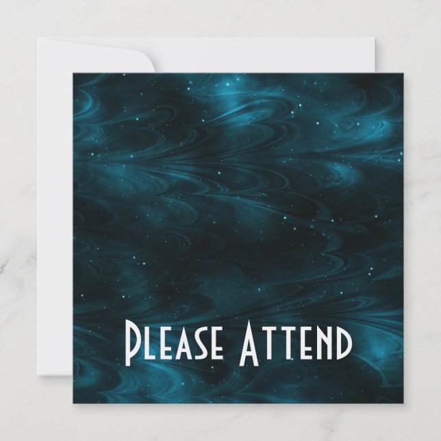 Invitación Textura de nebulosa abstracta - Azul (Anverso)