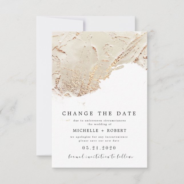 Invitación textura de oro Foto Cambiar la fecha (Anverso)