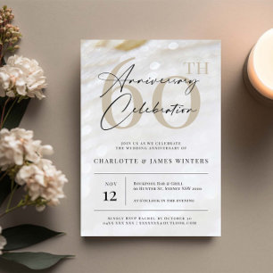 Invitación Textura de perla elegante y clásica 60 aniversario