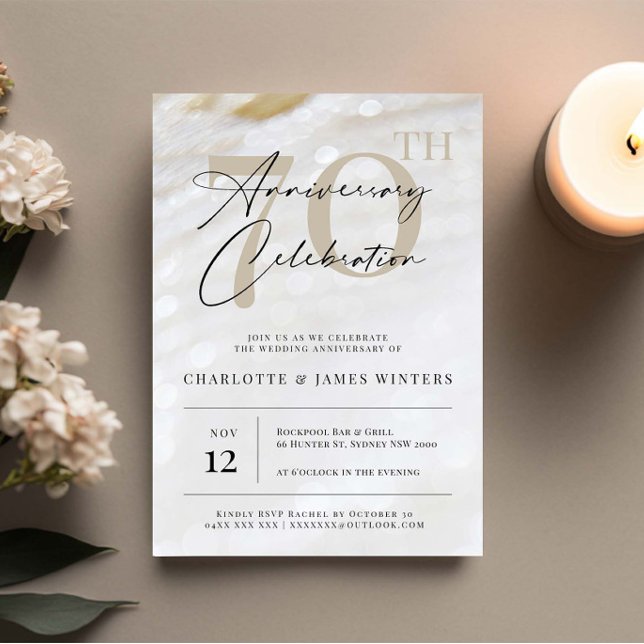Invitación Textura de perla elegante y clásica 70° aniversari (Subido por el creador)