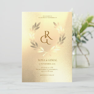 Invitación Textura de Relieve metalizado dorado Elegante Invi