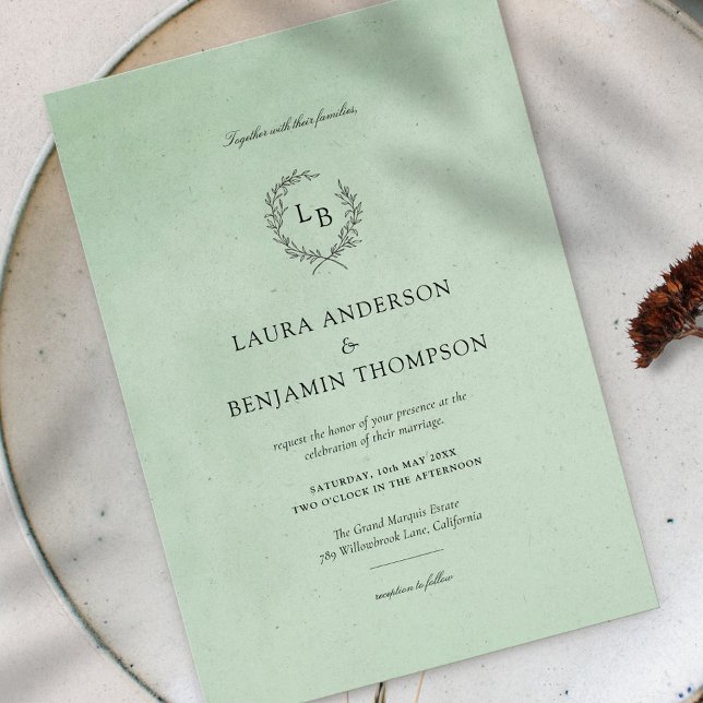 Invitación Textura de terciopelo de menta elegante Boda (Subido por el creador)