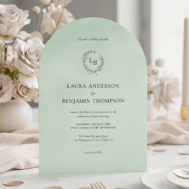 Invitación Textura de terciopelo de menta elegante estilo arc