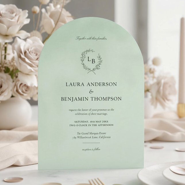 Invitación Textura de terciopelo de menta elegante estilo arc (Subido por el creador)