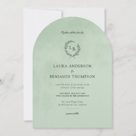 Invitación Textura de terciopelo de menta elegante estilo arc