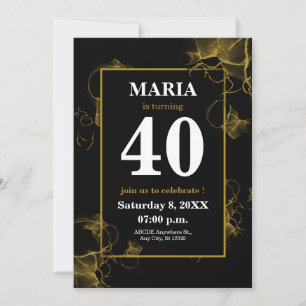 Invitación textura de tinta acrílica dorada negra moderna