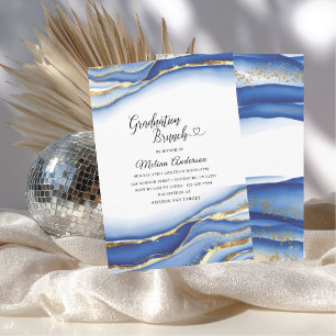 Invitación Textura de tinta azul al alcohol acuarela  graduac