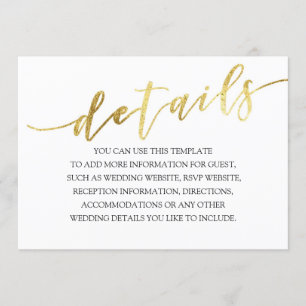 Invitación Texturas de lámina de oro Detalles de boda minimal
