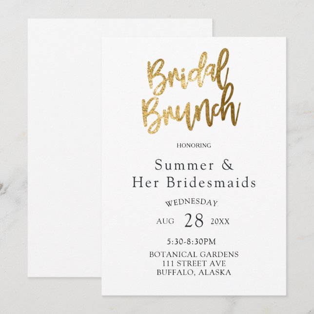 Invitación Texturas simples de Relieve metalizado dorado Brid (Anverso / Reverso)