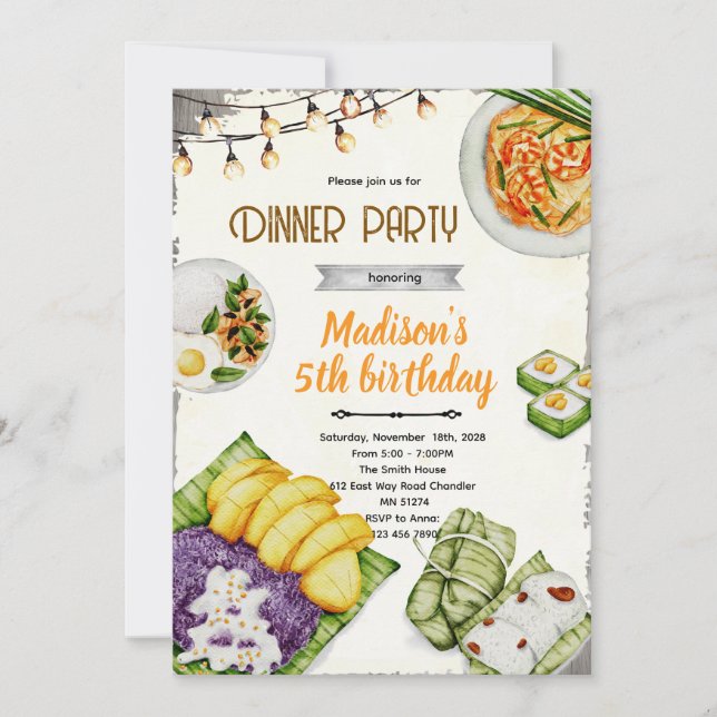 Invitación Thai food party invitation (Anverso)