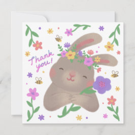Invitación Thank You: Bunny with Flowers
