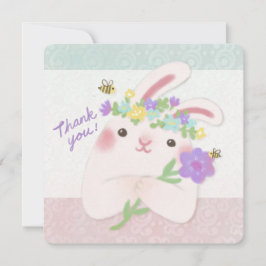 Invitación Thank You: Bunny with Flowers Illustration