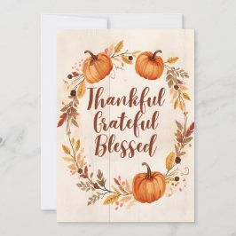 Invitación Thankful Grateful Blessed Autumn