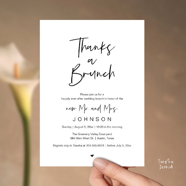 Invitación Thanks a Brunch, Post modern wedding celebration (Thanks a Brunch, Post modern wedding celebration, wedding crew, Invitation card, black and white)