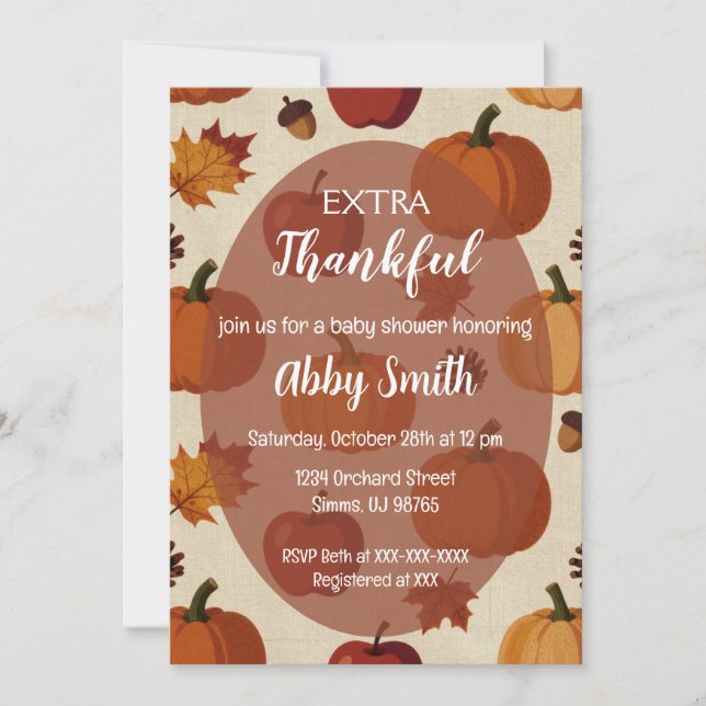 Invitación Thanksgiving Apples & Pumpkins Fall Baby Shower (Anverso)