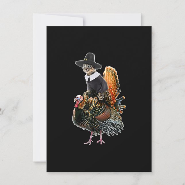 Invitación Thanksgiving Cat Pilgrim Costume Thanksgiving Turk (Anverso)