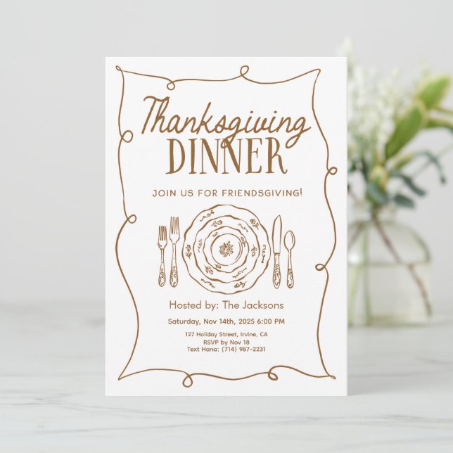 Invitación Thanksgiving Dinner Invitation Vintage (Anverso de pie)