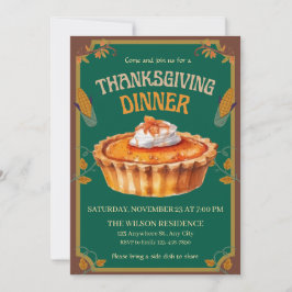 Invitación Thanksgiving Dinner Pumpkin pie Brown