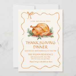 Invitación Thanksgiving Dinner Turkey