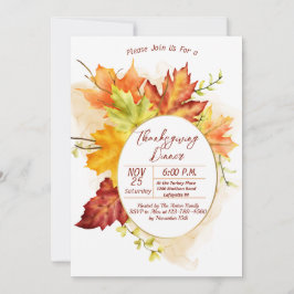Invitación Thanksgiving Fall Leaves Dinner Invitation